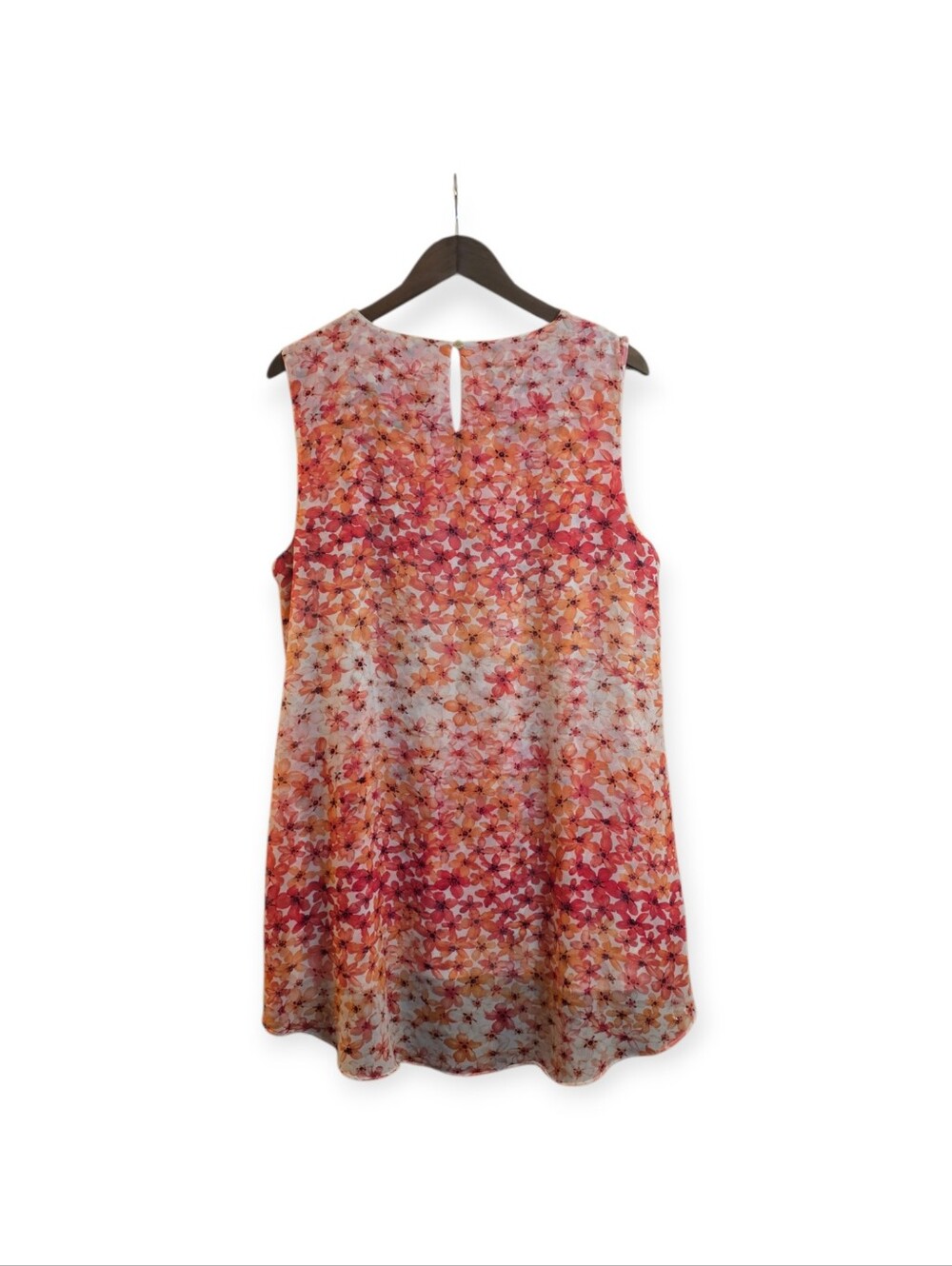 Calvin Klein Floral Sleeveless Blouse XL Pink Orange Lined Chiffon Top - Picture 5 of 6